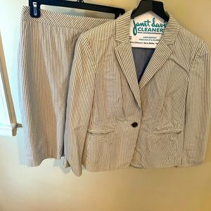 Blue grey pinstripe seersucker suit